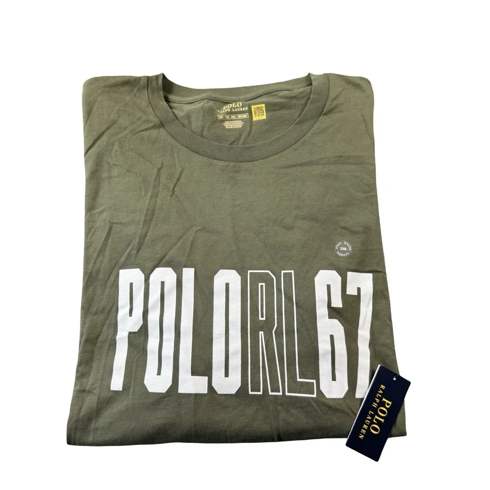 Polo Ralph Lauren Army Green RL67 Cotton S/S Mens T Shirt Size 2XLB NWT